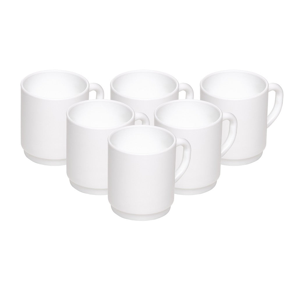Conjunto 6 Canecas Empilháveis Luminarc 290ml Branco Vidro Opalino AM - Rojemac Profissional