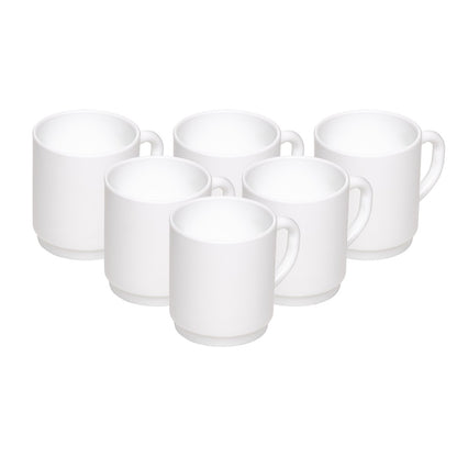 Conjunto 6 Canecas Empilháveis Luminarc 290ml Branco Vidro Opalino AM - Rojemac Profissional
