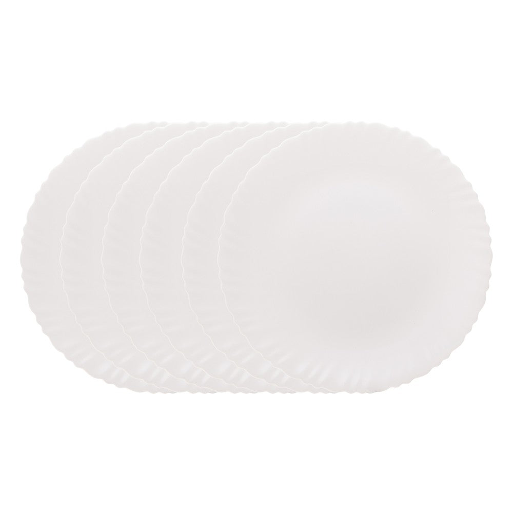 Conjunto 6 Pratos Rasos Feston Luminarc Ø27cm Branco Vidro Opalino AM - Rojemac Profissional