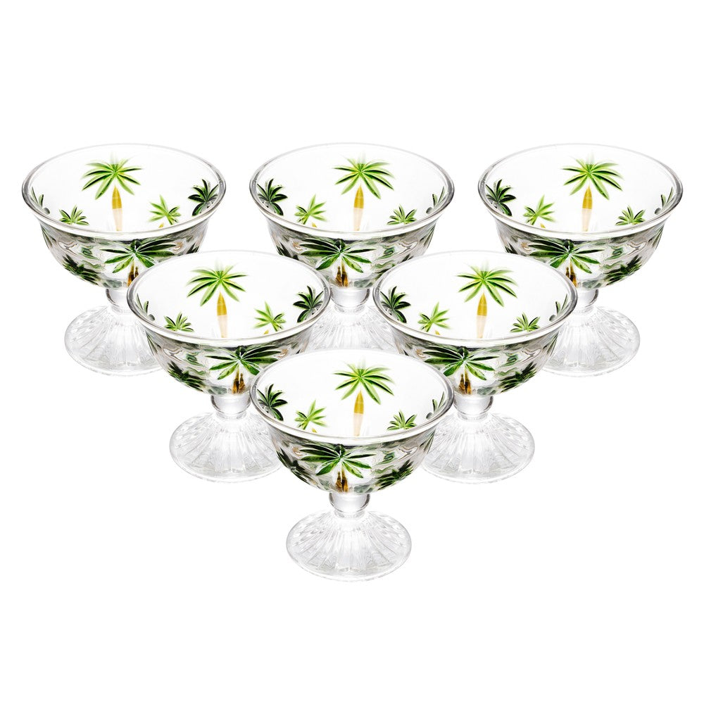 Jogo 6 Taças para Sobremesa Palm Tree Handpaint 185ml Cristal - Wolff