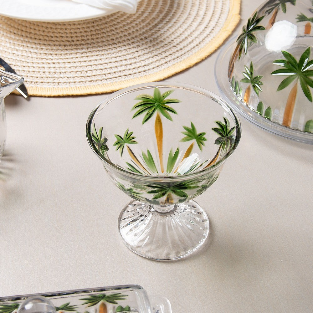 Jogo 6 Taças para Sobremesa Palm Tree Handpaint 185ml Cristal - Wolff