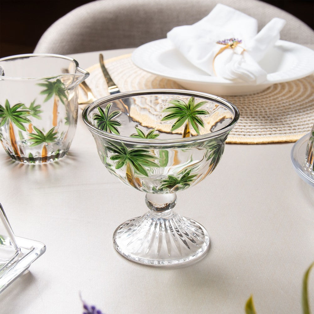 Jogo 6 Taças para Sobremesa Palm Tree Handpaint 185ml Cristal - Wolff