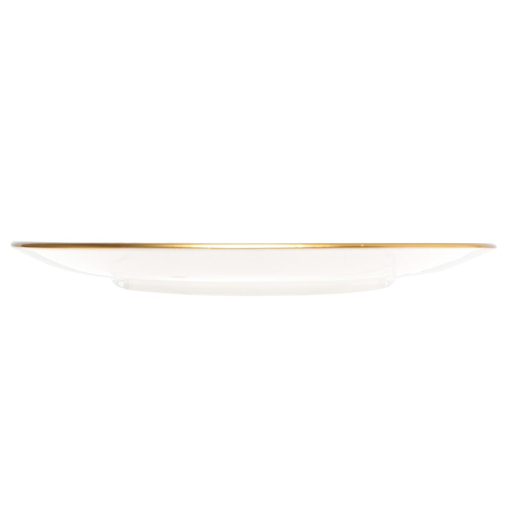 Jogo 6 Pratos Rasos Duchesse Blue com Fio de Ouro 26cm Branco Cerâmica - Wolff