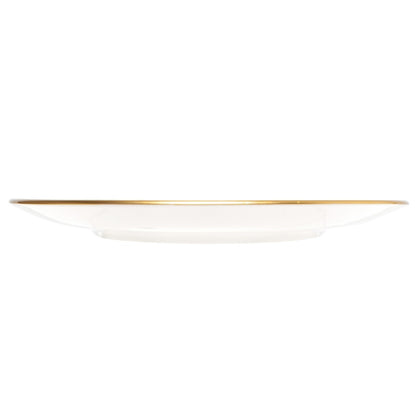Jogo 6 Pratos Rasos Duchesse Blue com Fio de Ouro 26cm Branco Cerâmica - Wolff