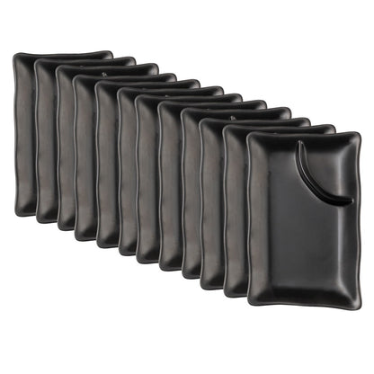Jogo 12 Pratos com Molheira 50ml 19cm x 11cm x 2,5cm Preto Melamina - Rojemac Profissional