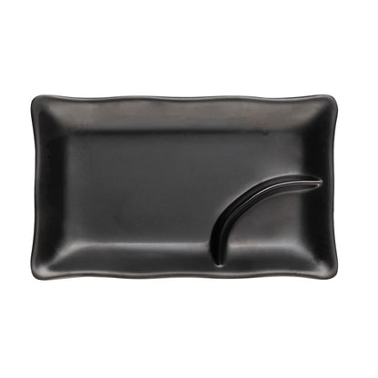 Jogo 12 Pratos com Molheira 50ml 19cm x 11cm x 2,5cm Preto Melamina - Rojemac Profissional