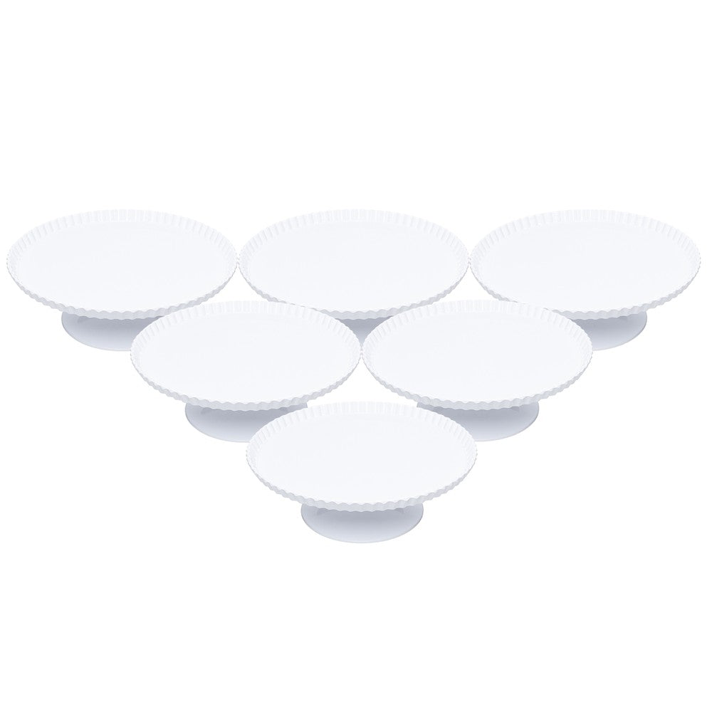 Jogo 6 Pratos para Bolo com Pé Ø30cm x 10cm Branco Melamina - Rojemac Profissional