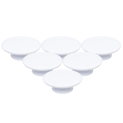 Jogo 6 Pratos para Bolo com Pé Ø30cm x 10cm Branco Melamina - Rojemac Profissional