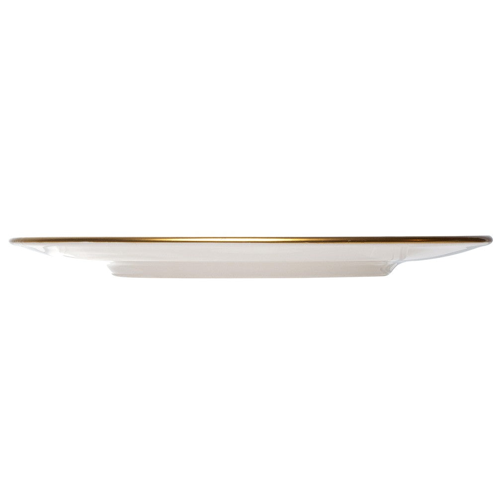 Jogo 6 Pratos para Sobremesa Duchesse Blue com Fio de Ouro 19cm Branco Cerâmica - Wolff