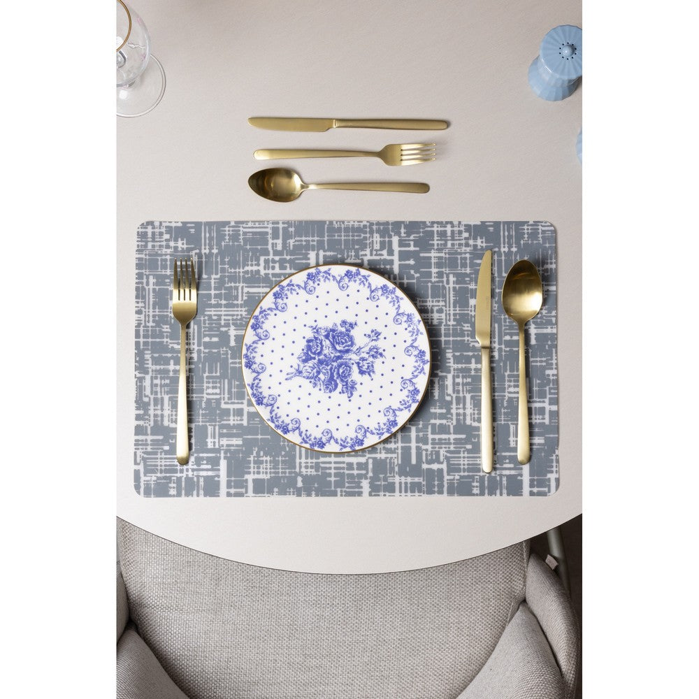 Jogo 6 Pratos para Sobremesa Duchesse Blue com Fio de Ouro 19cm Branco Cerâmica - Wolff