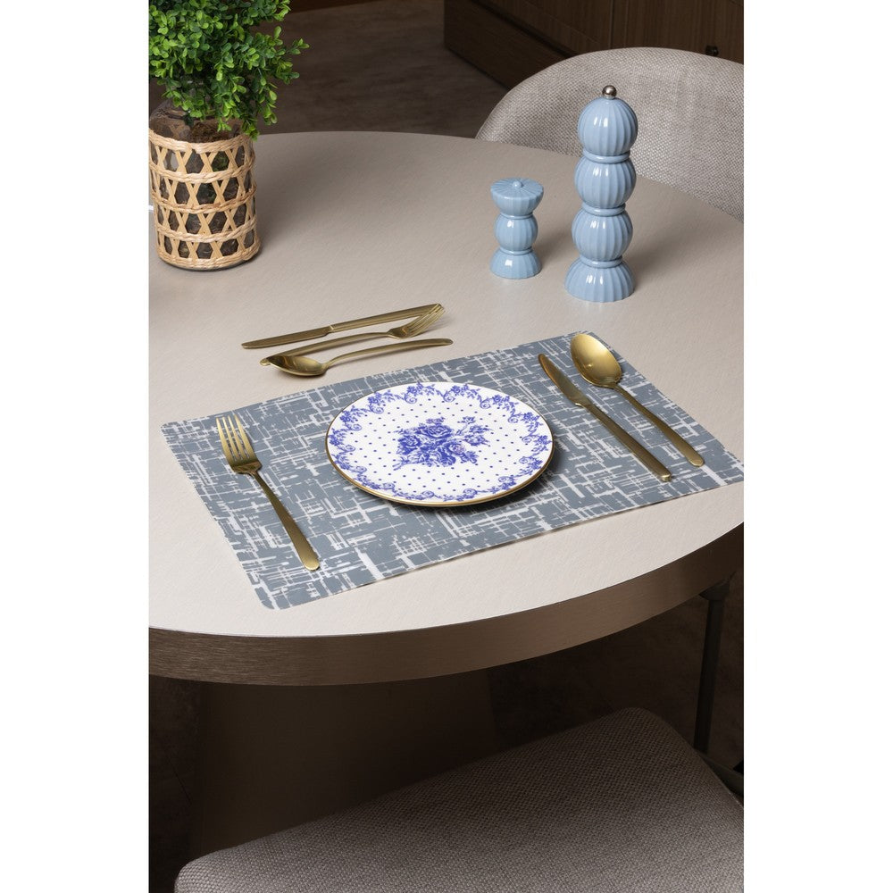 Jogo 6 Pratos para Sobremesa Duchesse Blue com Fio de Ouro 19cm Branco Cerâmica - Wolff