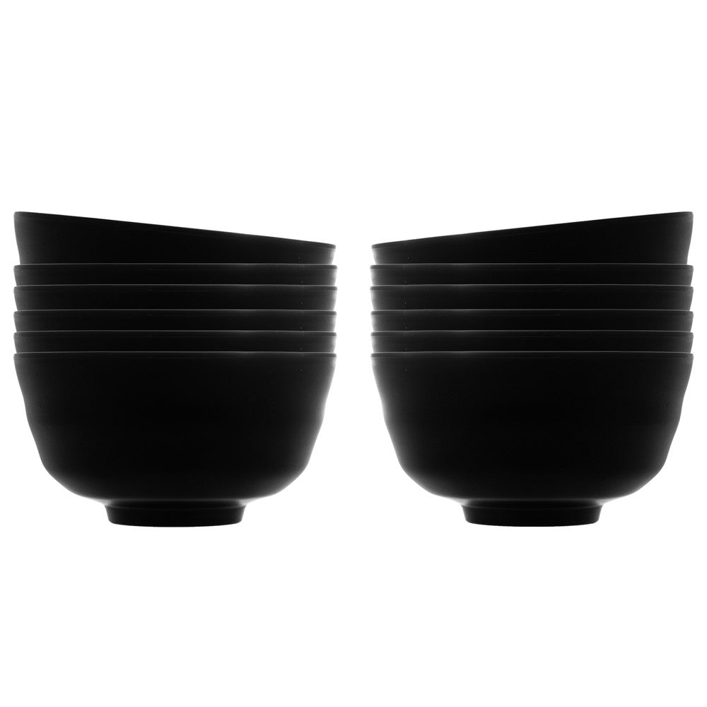 Jogo 12 Bowls 425ml Preto Melamina - Rojemac Profissional