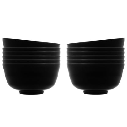 Jogo 12 Bowls 425ml Preto Melamina - Rojemac Profissional