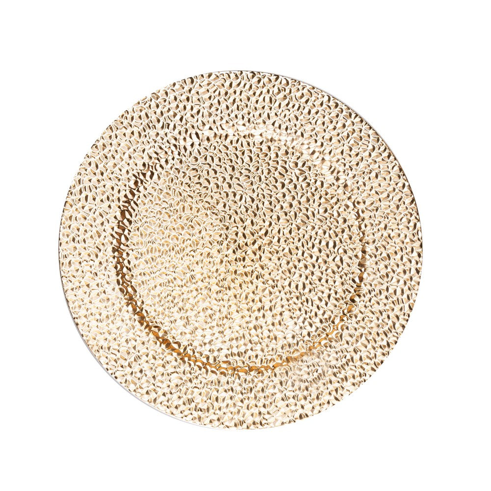 Jogo 6 Sousplats Martelado 33cm Dourado Plástico - Wolff