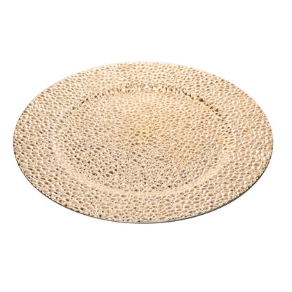 Jogo 6 Sousplats Martelado 33cm Dourado Plástico - Wolff
