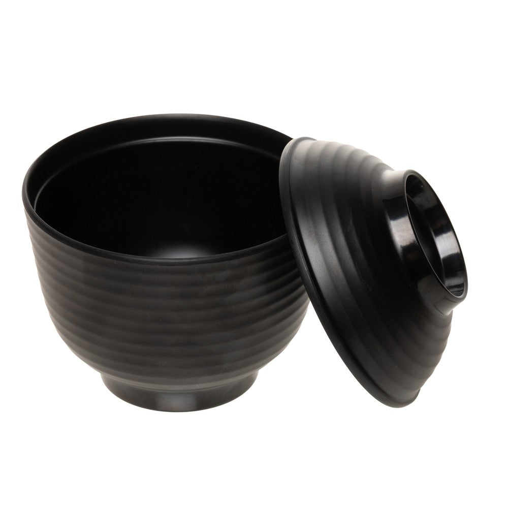 Jogo 10 Tigelas Missoshiru com tampa Preta 300ml Melamina - Rojemac Profissional