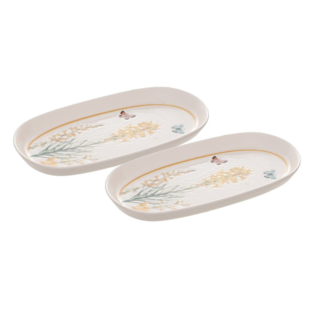 Jogo 2 Travessas Retangulares Herbelle 23cm x 12cm Branco Cerâmica - Wolff