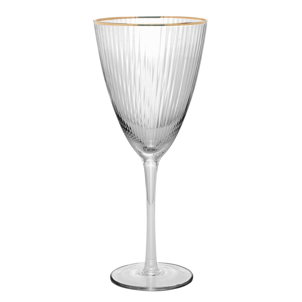 Conjunto 4 Taças de Vinho De Vidro Com Borda Dourada Lines 400ml AM - Wolff