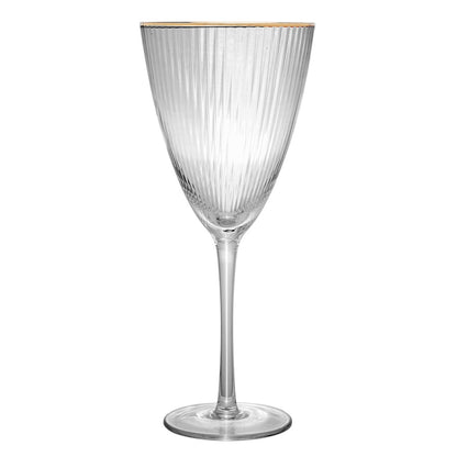 Conjunto 4 Taças de Vinho De Vidro Com Borda Dourada Lines 400ml AM - Wolff