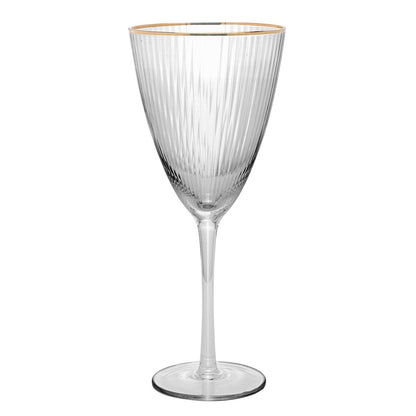 Conjunto 6 Taças de Vinho De Vidro Com Borda Dourada Lines 400ml AM - Wolff