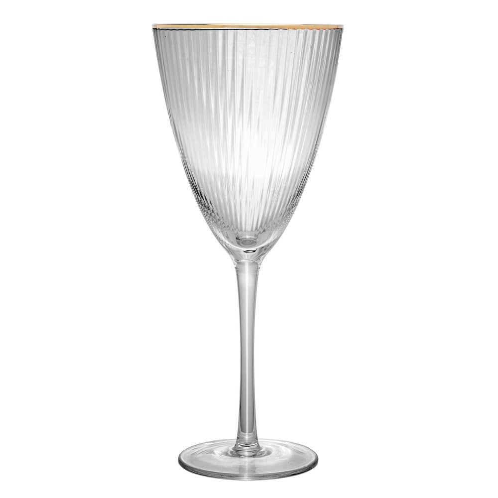Conjunto 6 Taças de Vinho De Vidro Com Borda Dourada Lines 400ml AM - Wolff