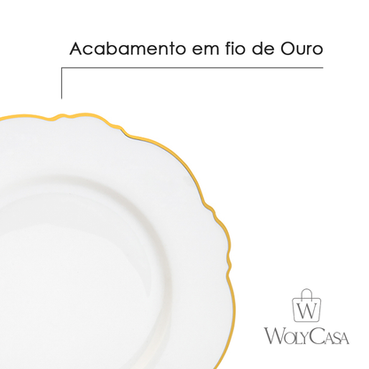 Aparelho de Jantar 42 Peças de Porcelana Maldivas com Fio de Ouro - Wolff