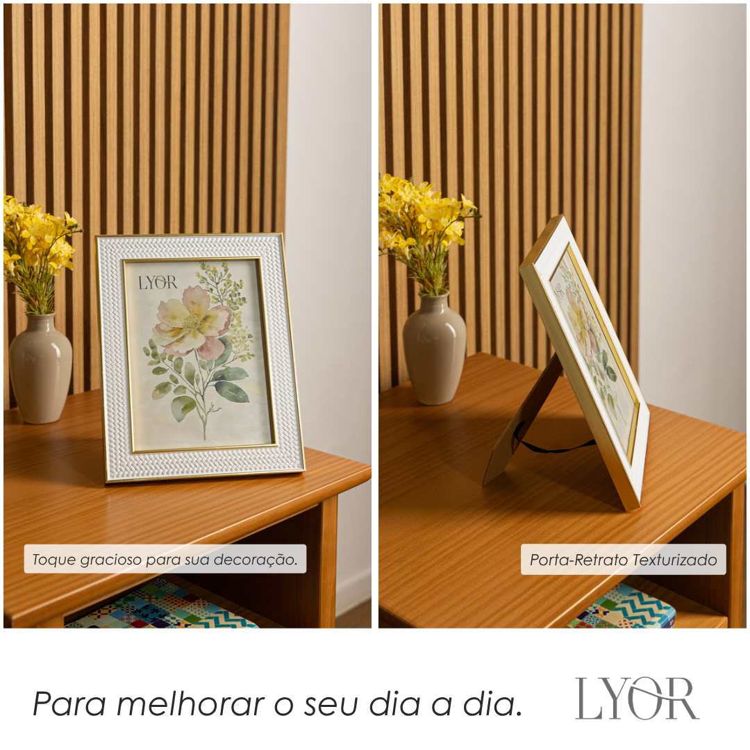 Porta Retrato Texturizado 15Cm X 20Cm Branco Mdf - Lyor