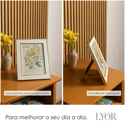 Porta Retrato Texturizado 15Cm X 20Cm Branco Mdf - Lyor