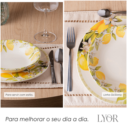 Prato Fundo 21cm Siciliano Branco Cerâmica - Lyor