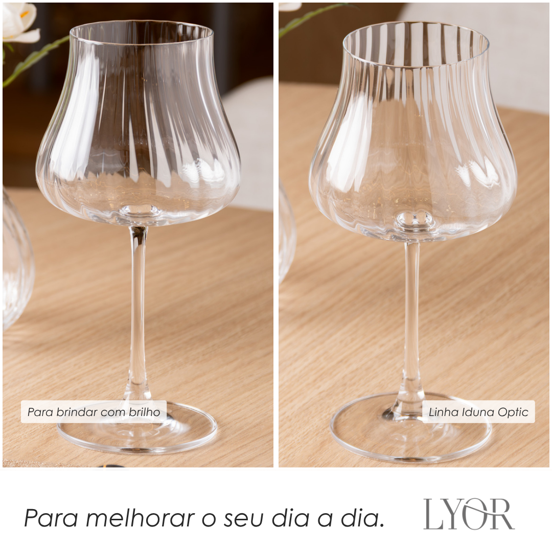 Taça de Vinho Iduna Optic 580ml Cristal Ecológico Bohemia - Lyor