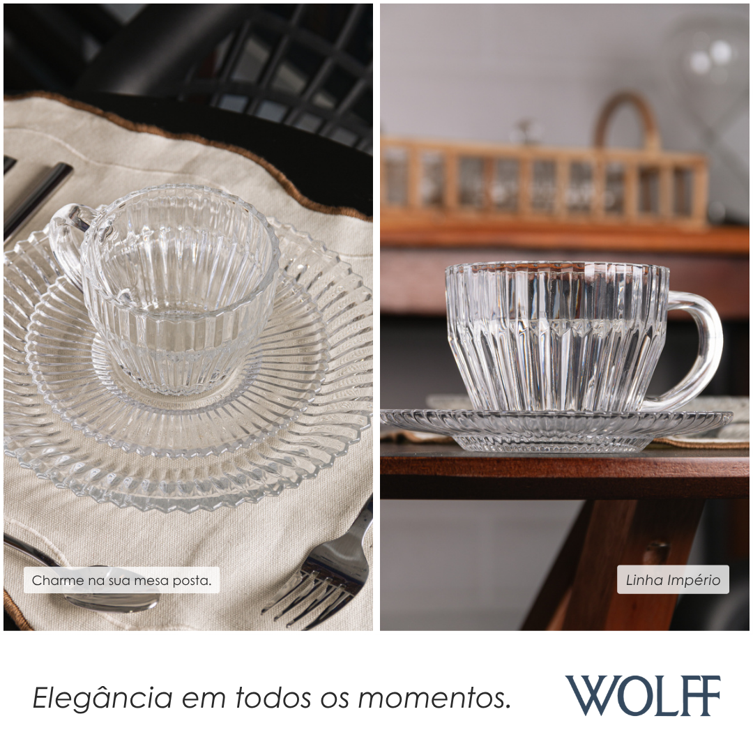 Conjunto 4 Xícaras de Chá de Cristal Império 220ml - Wolff