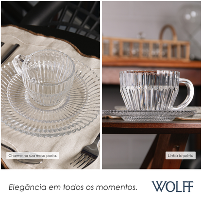 Conjunto 4 Xícaras de Chá de Cristal Império 220ml - Wolff