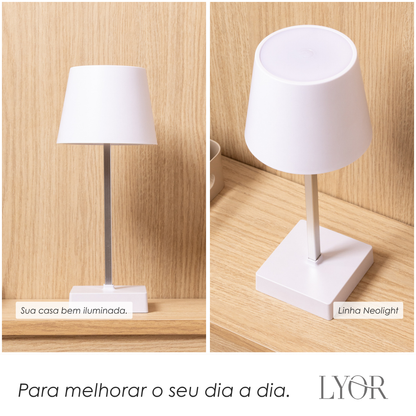 Luminária de Mesa Recarregável Led Usb Touch Neolight 10,5cm x 26cm Branco Plástico - Lyor