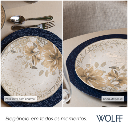 Prato Raso Magnólia 25cm Bege Cerâmica - Wolff