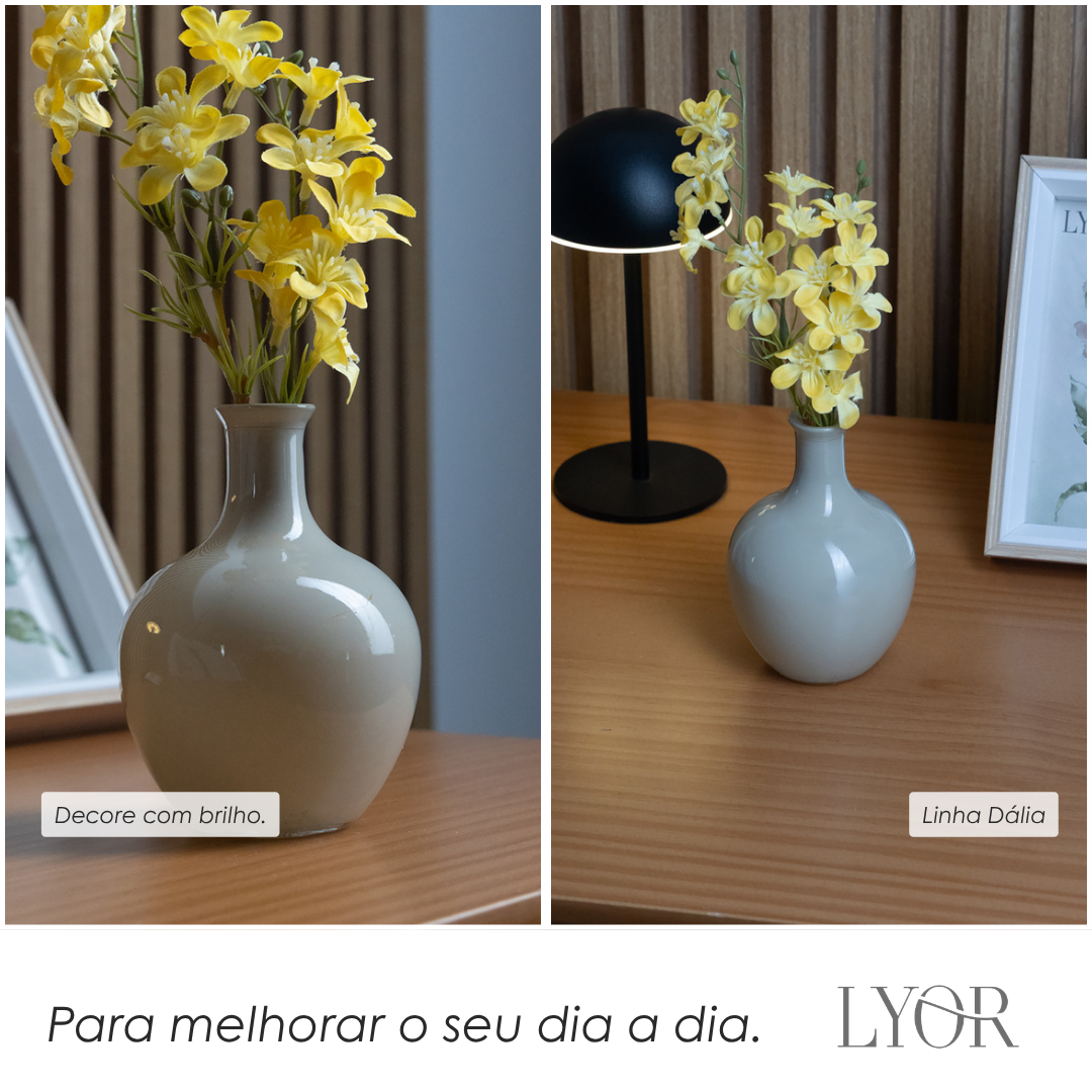 Vaso Dália 11cm x 7,5cm Cinza Vidro - Lyor