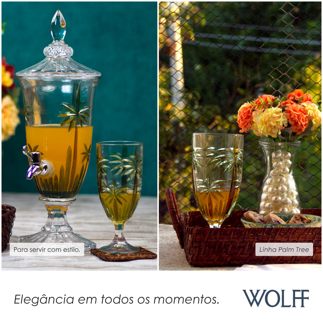Taça Palm Tree Handpaint 450ml Cristal Ecológico - Wolff