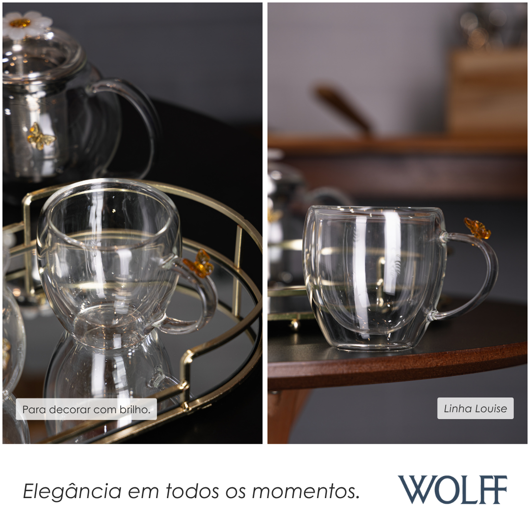 Conjunto 2 Xícaras de Chá Sun Garden 180ml Vidro Borossilicato - Wolff