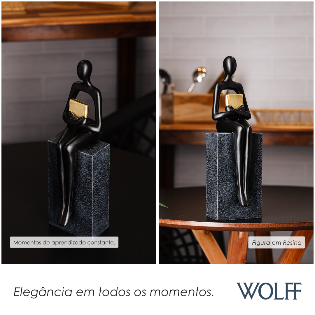 Figura Decorativa de Resina Educação 8,5cm x 9,5cm x 28cm - Wolff