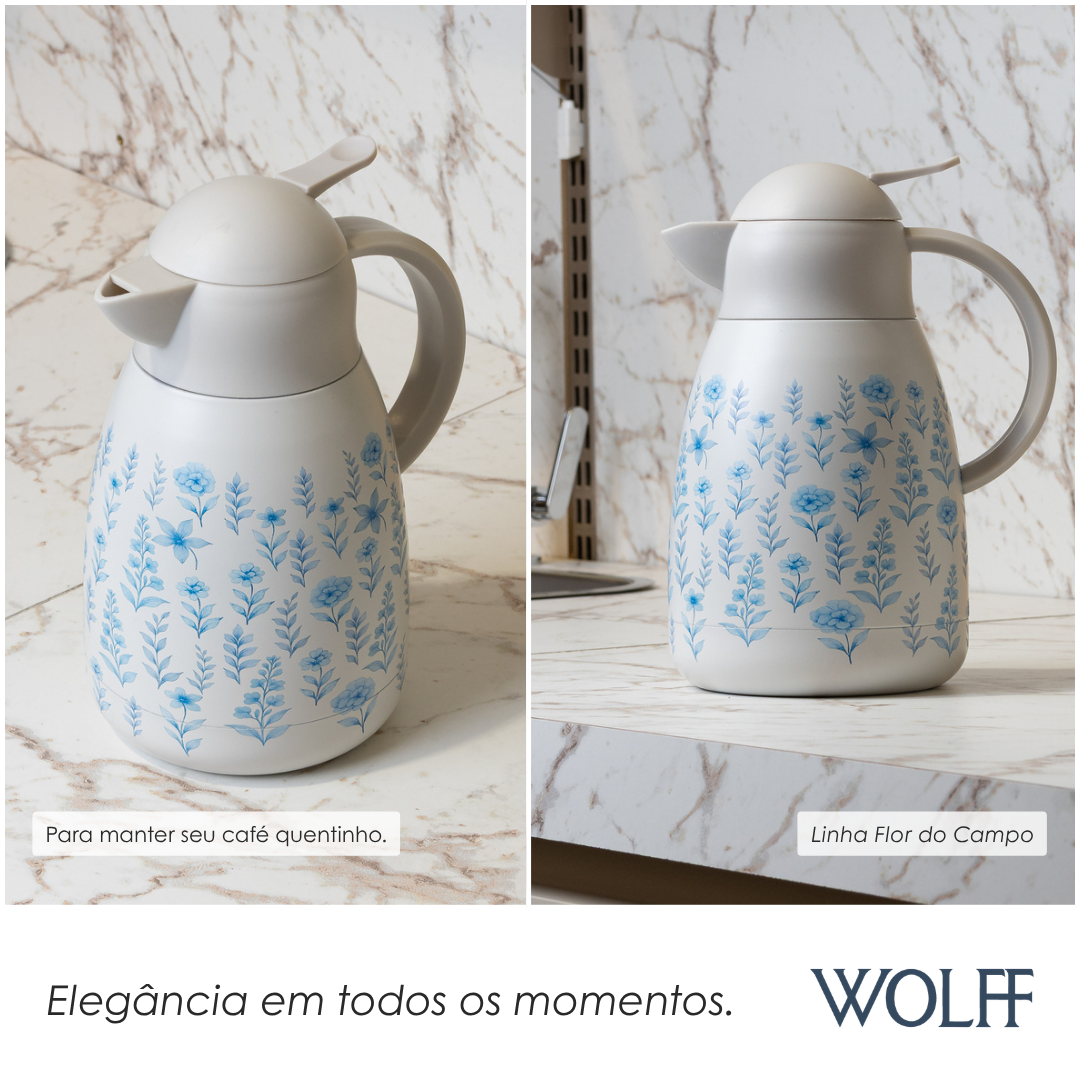 Garrafa Térmica com Dupla Parede Hortênsia 1,2L Aço Inox - Wolff