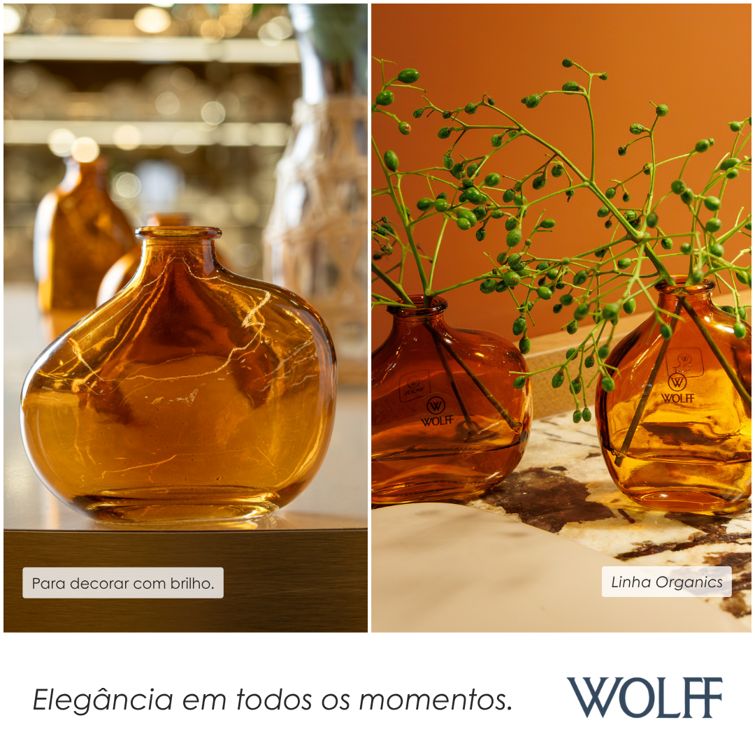 Vaso Organics 11cm x 10cm x 5,5cm Âmbar Vidro - Wolff