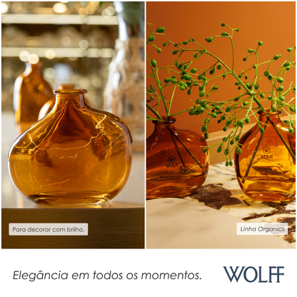 Vaso Organics 11cm x 10cm x 5,5cm Âmbar Vidro - Wolff