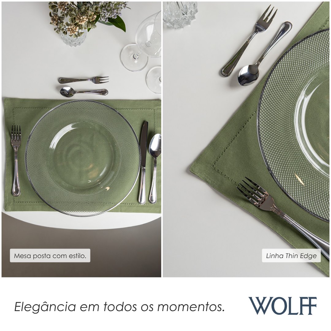 Sousplat com Fio Prata Thin Edge 33cm Cristal - Wolff