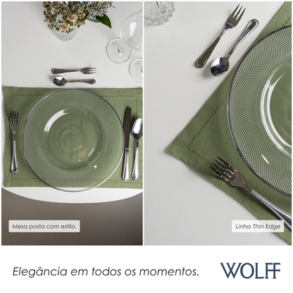 Sousplat com Fio Prata Thin Edge 33cm Cristal - Wolff
