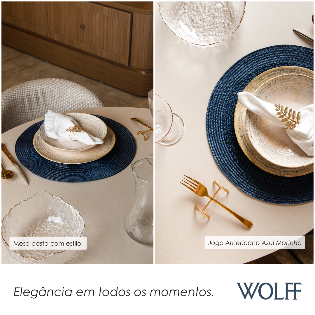 Jogo Americano de Polipropileno Azul Marinho 38cm - Wolff