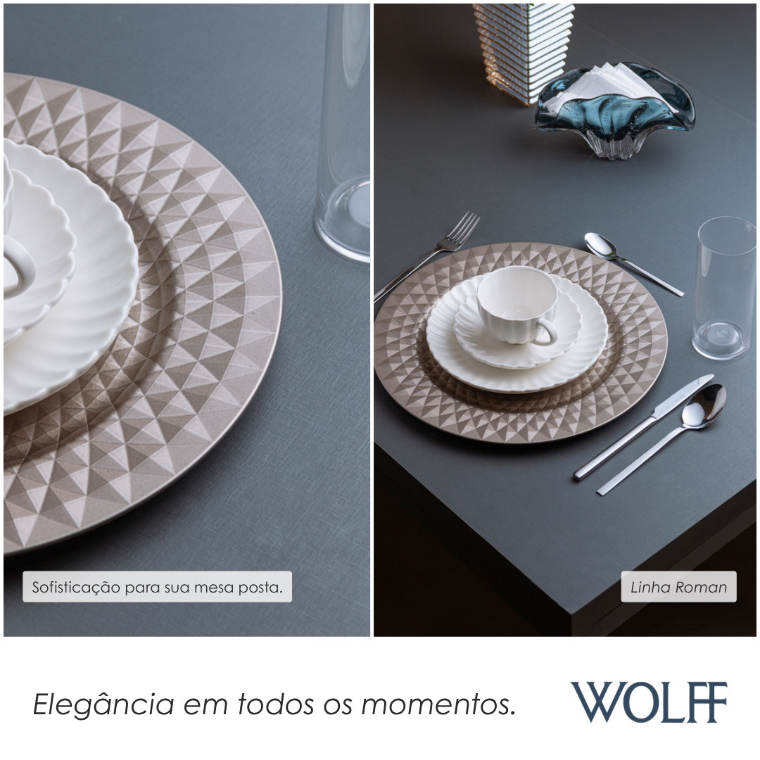 Sousplat Roman 33cm Champanhe Plástico - Wolff