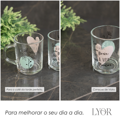 Conjunto 2 Canecas de Vidro Florir 220ml - Lyor