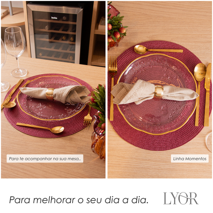 Conjunto 4 Guardanapos Momentos 40cm x 40cm Bege Algodão - Lyor