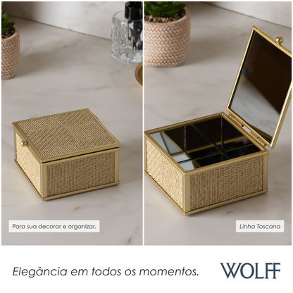 Porta-Joias Toscana 10cm x 11cm x 5,5cm Dourado Metal - Wolff