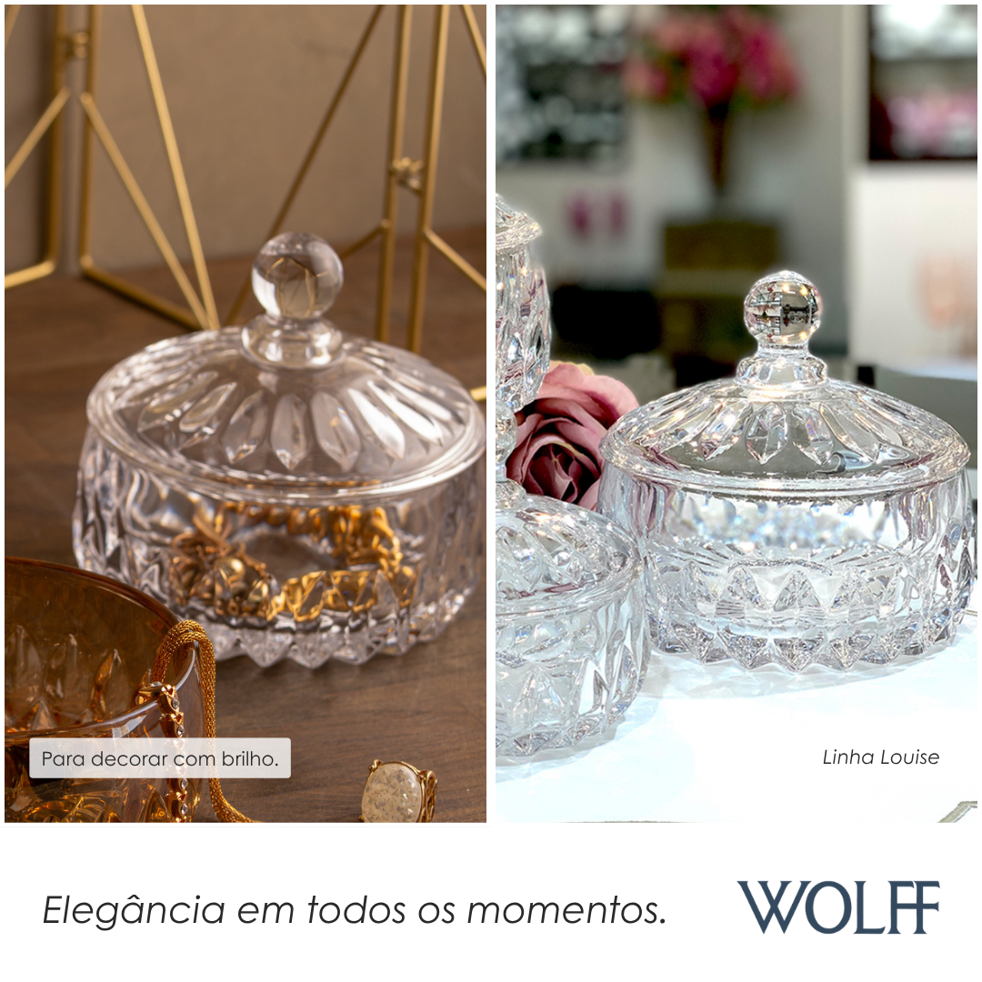 Potiche Decorativo de Cristal Louise 14cm x 14cm - Wolff