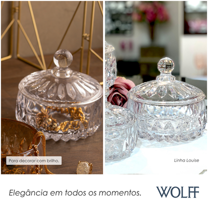 Potiche Decorativo de Cristal Louise 14cm x 14cm - Wolff